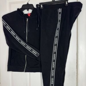 Black guess sweatsuit. No signs of wear. Originally brought for $160.